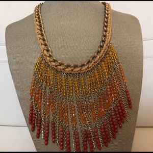 EUC Anthropologie orange beaded necklace